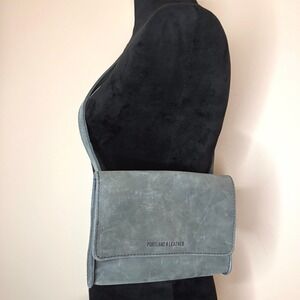 Portland Leather Goods Metro Crossbody Bag Purse Blue-Gray Full Grain Leather